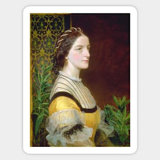 Portrait of a Lady - probably Anne Simms Reeve of Brancaster Hall, Norfolk by Frederick Sandys Sticker